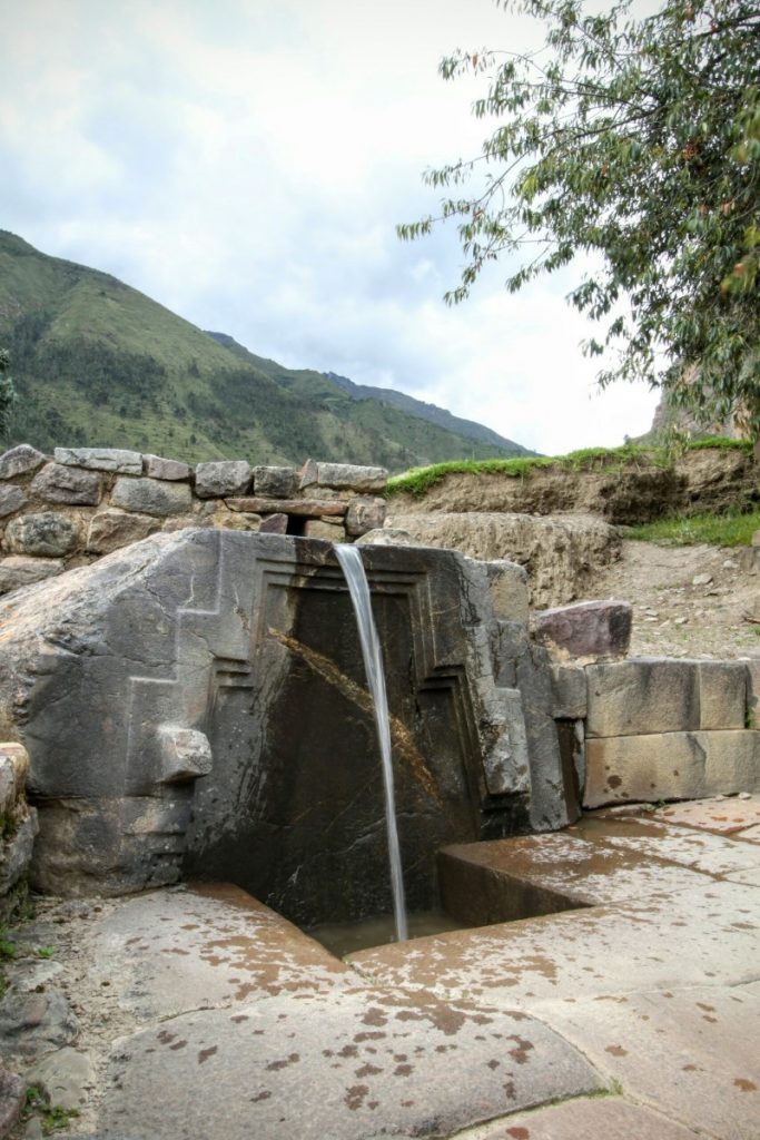One of the fountains outside the Temple of the water