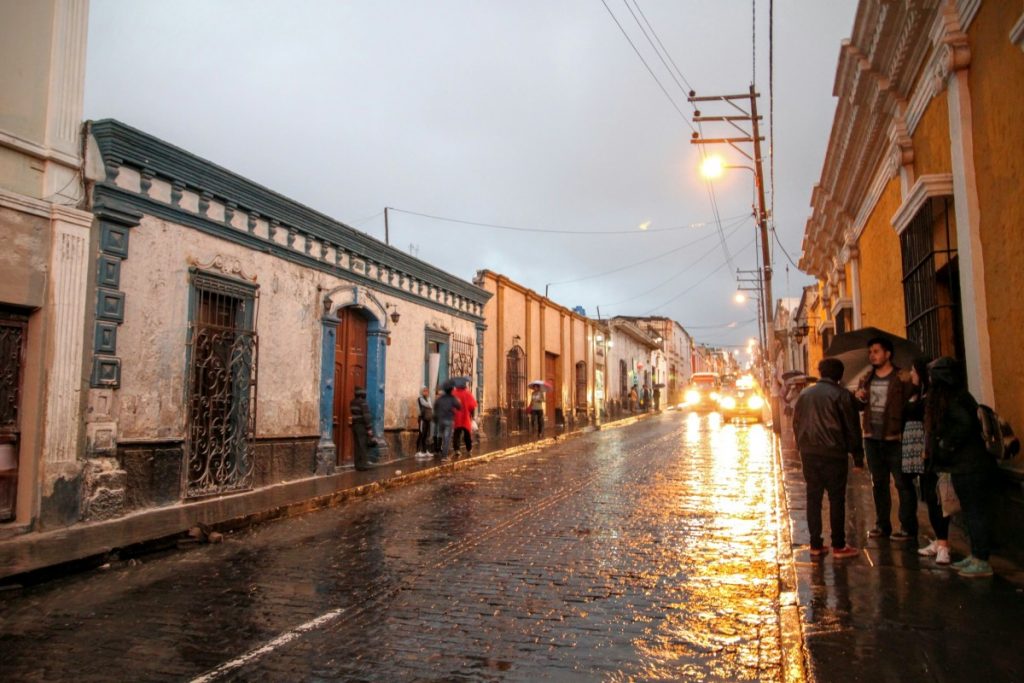 Beautiful night streetscapes in the historic centre, while significant sections of the city flooded