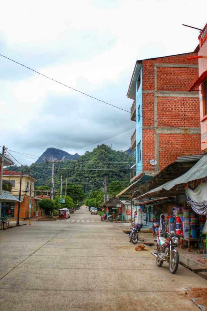 Looking up to the mountains in the distance