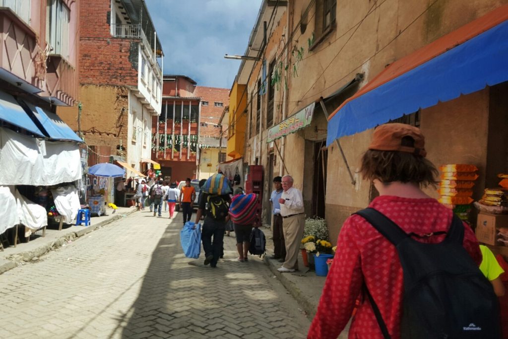 Walking through town